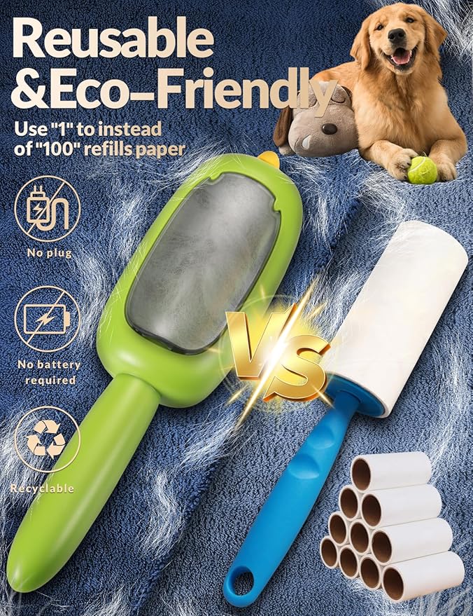 Portable Lint Brush,Reusable Lint Roller,Washable Pet Hair Removal Tool for Clothes,Furniture,Pet Hair Remover for Cats and Dogs Fur,Ideal Replacement for Sticky Refills Lint Roller/Removers-Ruum Studio Home