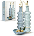 COOK WITH COLOR Glass Olive Oil Bottle Dispenser - 2 Pack- 17oz Oil and Vinegar Cruet - Olive Oil Carafe Decanter for Kitchen-Ruum Studio Home