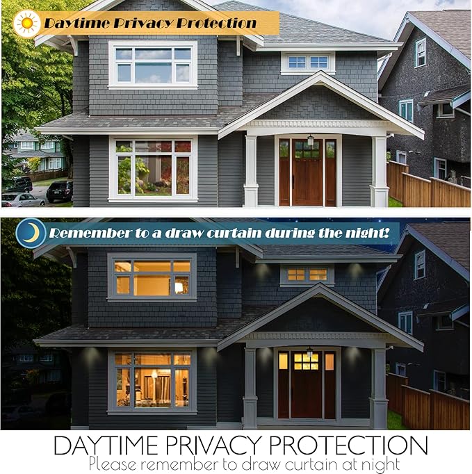 HIDBEA One Way Privacy Window Film, Daytime Mirror Reflective Heat Control UV Sun Blocking Non-Adhesive Static Cling Window Tint for Home and Office(Black-Silver, 45.2 Inch x 13.1 Feet)-Ruum Studio Home