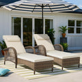VIVIJASON Outdoor Wicker Chaise Lounge Chair Set of 2, All-Weather PE Rattan Cushioned Patio Lounger Chairs, 6-Position Adjustable Outside Pool Sunbathing Recliner with Armrest & Pillow, Beige-Ruum Studio Home