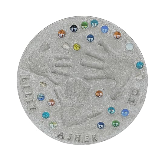 Large DIY Stepping Stone Kit, Handprint Stepping Stone, Mother's Day Gift, Footprint Stepping Stone (14 Inch)-Ruum Studio Home