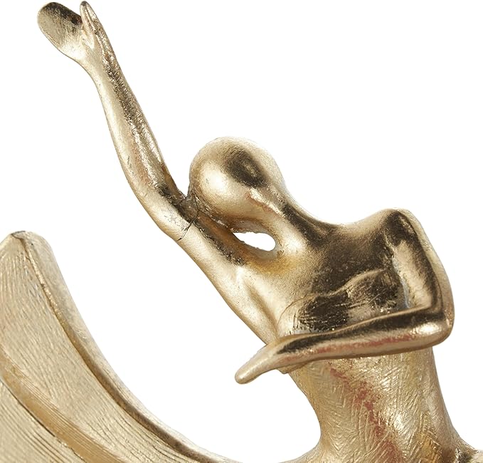 Deco 79 Polystone Dancer Decorative Sculpture Home Decor Statue with Black Square Base, Accent Figurine 9" x 4" x 12", Gold-Ruum Studio Home