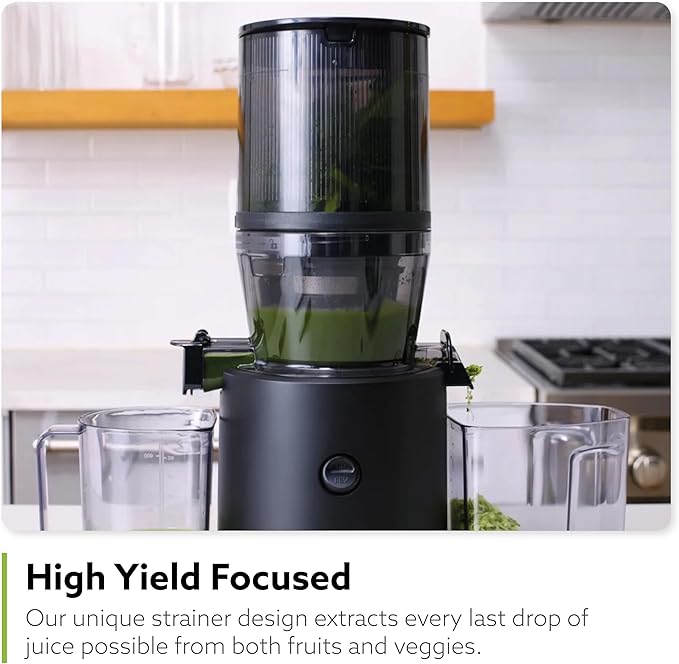 Hurom H320 Cold Press Juicer Machine, Easy to Clean Masticating Slow Juicer, Coarse Strainers, Self-Feeding, Hands Free, Family Size, Quiet Motor, Easy Assembly (Black)-Ruum Studio Home