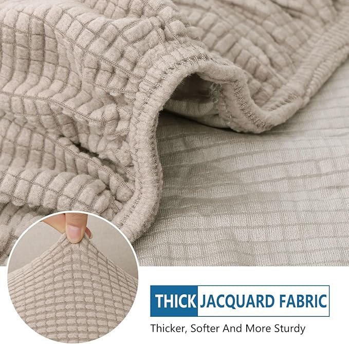 hyha Waterproof Couch Cushion Covers for Pets, Non Slip Sofa Seat Cover for Dogs Washable, Soft Thick Stretch Jacquard Fabric, Sofa Slipcovers with Elastic Bottom (1 Piece for Large, Taupe)-Ruum Studio Home