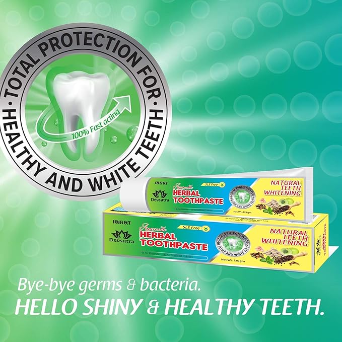 Jagat Devsutra Dr. Recommended Ayurvedic Herbal Fresh Mint Flavour Toothpaste Combo Pack Offer - 100% Natural Teeth Whitening Formula, No Fluoride & No Artificial Colours - Pack of 2 (4.4 OZ Each)-Ruum Studio Home