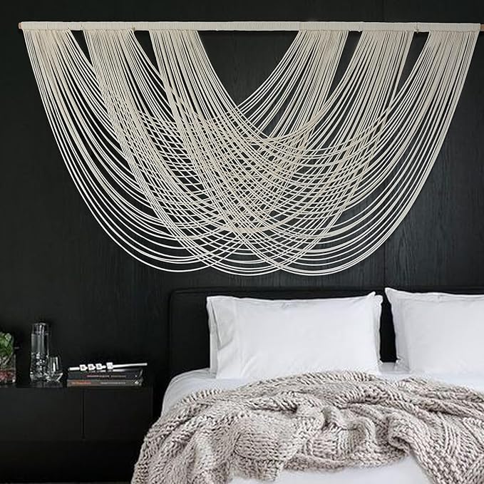 Flber Macrame Wall Hanging Large 57.00" W x 31.00" L Macrame Wall Decor Large Yarn Tapestry Home Boho Wall Decor-Ruum Studio Home