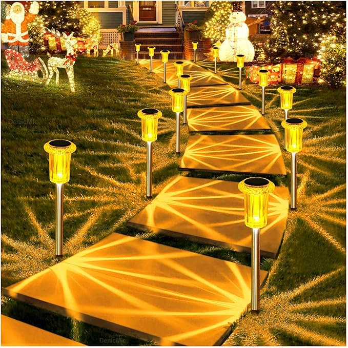DenicMic Halloween Solar Lights Outdoor 10 Pack Orange LED Waterproof Yard Garden Patio Backyard Pathway Walkway Landscape Lawn Outside Fall Decorations Outdoor-Ruum Studio Home