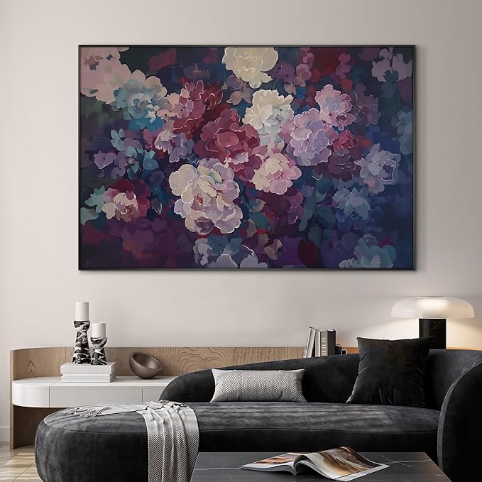 SIGNWIN 46"x72" Extra Large Framed Wall Art Bold Peony Bloom in Colorful Impressionist Style, Lush Floral for Home Living Room Bedroom Decor (Frame Assembly Required)-Ruum Studio Home