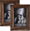 Yaetm 5x7 Picture Frame Distressed Wood, Rustic Solid Wood Photo Frame 5 x 7, Display for Tabletop and Wall, High Definition Glass, Carbonized Black (2 pack)-Ruum Studio Home