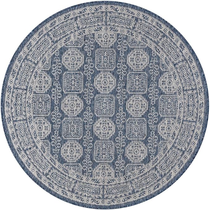 Keen Home Design Terrace Outdoor Round Rug - 5ft Round Washable Indoor/Outdoor Rug for Patio, Kitchen, Balcony, Beach, Garden, Deck and Porch, Size: 5'3" Round-Ruum Studio Home