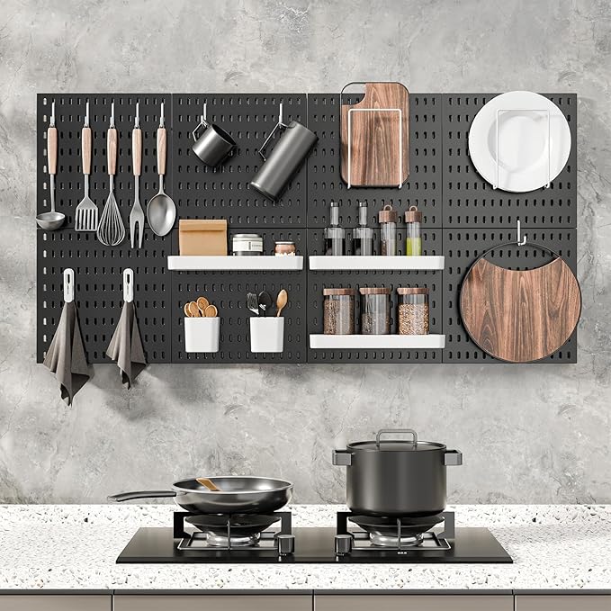 Pegboard Combination Kit, 25.2" x 50.4" Wall Mounted Storage Set with 8 Pegboards & 40 Accessories Hanging, Peg Boards Organizer-Ruum Studio Home