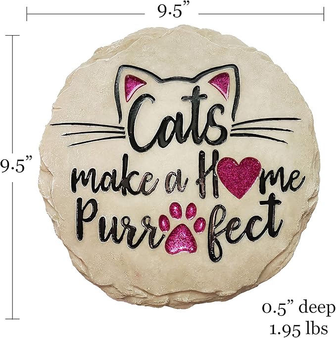 Spoontiques - Garden Décor - Cats Make a Home Purrfect Stepping Stone - Decorative Stone for Garden-Ruum Studio Home