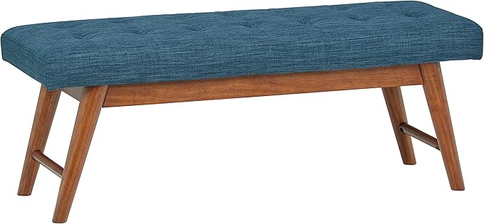 Amazon Basics Modern Haraden Upholstered Button-Tufted Bench, Blue, 16 x 44 x 17 in (Previously Rivet brand)-Ruum Studio Home
