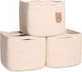 NaturalCozy Storage Cubes 9”x9”x7”Cotton Rope Woven Baskets for Organizing 3-Pack | 9 Inch Cube Storage Bin | Small Basket for Shelf Nursery, Pantry, Decorative Plant, Bathroom Closet, Toy Gift-Ruum Studio Home