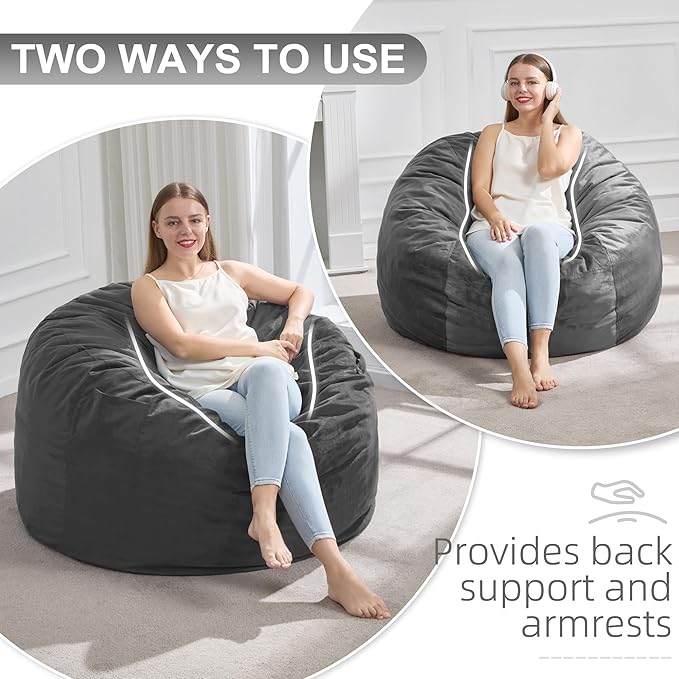 Hobestluk 3FT Bean Bag Chair Giant Bean Bag Chairs for Adults Large Bean Chairs with Removable Cover, Beanbag Chair with Filler, Adult Bean Bag Chairs for Living Room, Bedroom-Ruum Studio Home