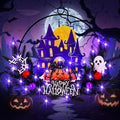 Lighted Halloween Wreaths for Front Door, Welcome Metal Wooden Door Wreath Decor Hanging Sign, 30 LED Lighted Wall Decor Battery Operated for Halloween Indoor Outdoor (Spider)-Ruum Studio Home