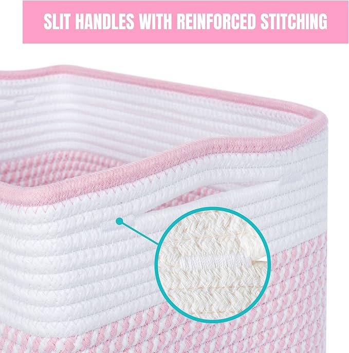 MINTWOOD Design 3-Pack Storage Baskets for Shelves, Decorative Baskets for Organizing, Woven Baskets for Storage, Book Basket, Cube Organizer, Cube Storage Bin Box, Closet Organizers, Light Pink-Ruum Studio Home