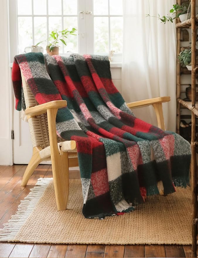 ZonLi Christmas Plaid Throw Blanket, Decorative Blankets-Ruum Studio Home
