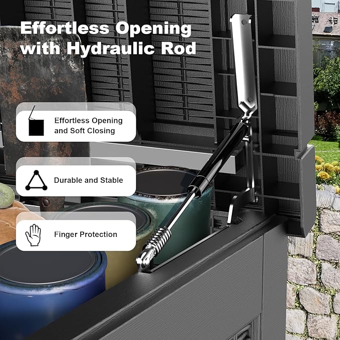 268 Gallon Outdoor Deck Box,Storage Lockable Waterproof Patio Furniture,Garden Tools,Cushions,Pool Accessories Outside Storage Resin Box(Black)-Ruum Studio Home
