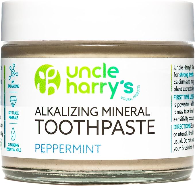 Uncle Harry's Peppermint Remineralizing Toothpaste | Natural Whitening Tooth Paste Freshens Breath & Promotes Enamel | Vegan Fluoride Free Toothpaste-Ruum Studio Home