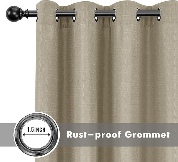 HolidayIdeas 2 Panels Linen Outdoor Curtains for Patio Waterproof Taupe Curtains 54"x 95"-Outside Curtains Weatherproof, Privacy, Textured for Pergola, Porch, Cabana, Gazebo-Ruum Studio Home
