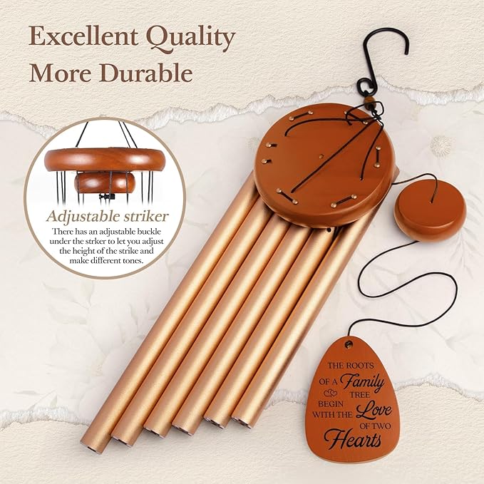 40th Wedding Anniversary Wind Chime, Happy 40th Anniversary Romantic Gifts for Couple, Parents, Wife, Husband, Friends, Ruby Anniversary's Keepsake Gifts Ideas, Large-36''-Ruum Studio Home