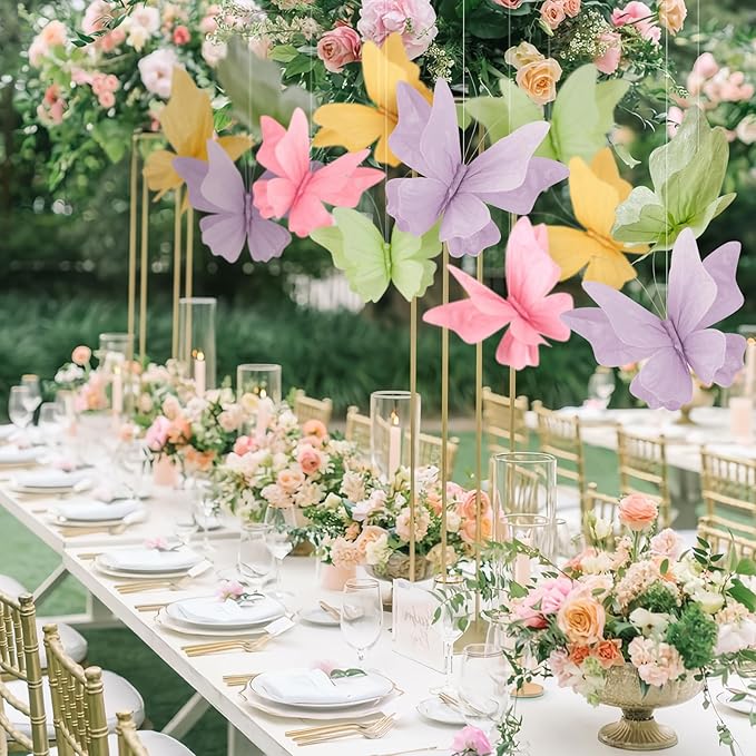 SUNBEAUTY Butterfly Party Decorations, 3D Paper Butterfly Decoration, Hanging Paper Butterfly for Baby Shower Decorations Girls, Women, Paper Flowers for Wall Decoration, Set of 4-Ruum Studio Home