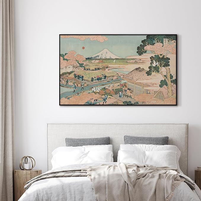 SIGNWIN 30"x60" Extra Large Framed Wall Art Japanese Ukiyo-e Landscape, Timeless Mt. Fuji Scene for Zen-Inspired or Asian-Style Interiors for Home Living Room Bedroom Decor (Frame Assembly Required)-Ruum Studio Home