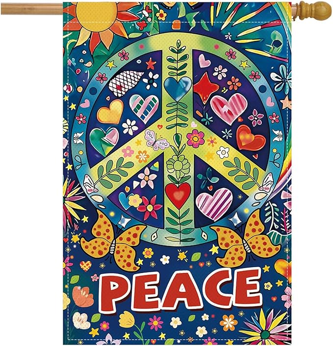 Peace Garden Flag Butterfly Flowers Art Garden Yard Flags Double Sided Colorful Farmhouse Holiday Decorative Yard Flag, Porch Outdoor Decoration Sign Banner (28X40INCH)-Ruum Studio Home