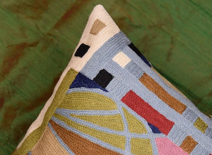 Hundertwasser Modern Pillow Cover Contemporary Pillowcase Accent Outdoor Pillows Abstract Couch Cushion Farmhouse Throw Pillows | Mid Century Chair Cushions | Handmade Wool Size 18x18-Ruum Studio Home