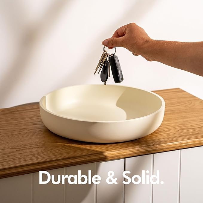 KIVY Concrete Fruit Bowl for Kitchen Counter - Large Decorative Bowl for Home Decor - Modern Key Bowl for Entryway Table - Concrete Bowl - Decorative Bowls for Home Decor - Black Fruit Bowl Decor-Ruum Studio Home