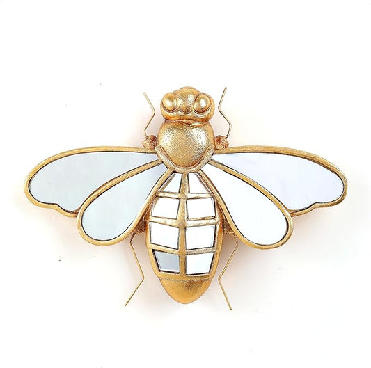 Decorative Bug Insects Beetle Mirrors - Gold Resin Little Bee Glass Wall Decor, Perfect for Victorian and European Themed Homes-Ruum Studio Home