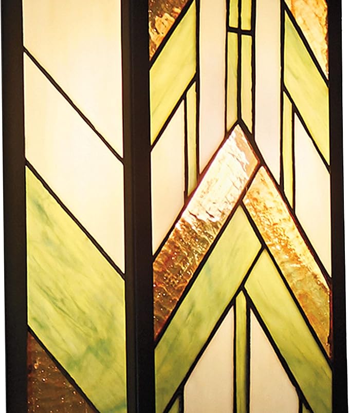 RIVER OF GOODS Art Deco Stained Glass Outdoor Light Fixture - 16.25" H - Decorative Porch Light - Green-Ruum Studio Home