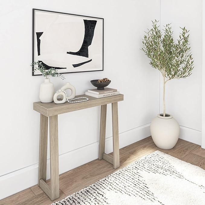 Plank+Beam Solid Wood Console Table, 36 Inch, Sofa Table, Narrow Entryway Table for Hallway, Behind The Couch, Living Room, Foyer, Easy Assembly, Seashell-Ruum Studio Home