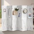 6 Panel Pegboard Room Divider, 5.6Ft Pegboard Display Folding Privacy Screens, Wood Room Divider Peg Board Display Freestanding for Trade Show Craft Show Home Wall Organizer, Retro White-Ruum Studio Home