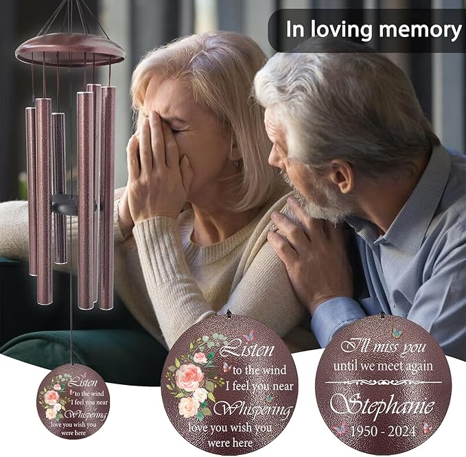 ASTARIN 36" Large Deep Tone Personalized Sympathy Wind Chimes, Memorial Wind Chime for Loss of Mother Father Loved One, Hummingbird Bereavement Gifts Decor Outdoor Patio Garden Graveyard-Ruum Studio Home
