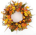 18 Inches Fall Wreaths for Front Door Rustic Autumn Wreath Farmhouse Fall Floral Wreaths with Tulips Phalaenopsis Orange Wildflowers for Wall Window Porch Indoor Outside Decor-Ruum Studio Home