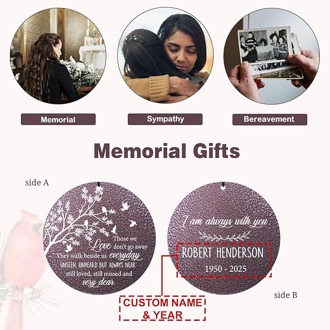 ASTARIN 36" Deep Tone Personalized Wind Chime Memorial, Tree of Life Custom Sympathy Gifts for Loss of Mom/Dad, Bird Remembrance Wind Chimes for Grieving Funeral Condolences(Produced in USA)-Ruum Studio Home