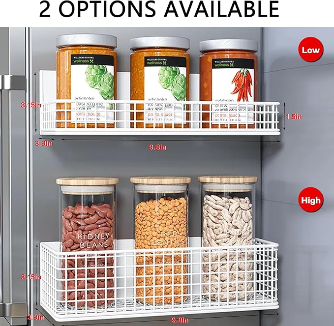 Magnetic Basket Fridge Organizer Wire Bins Pencil Holder Whiteboard Accessories Home Kitchen Organization (White-Low)-Ruum Studio Home