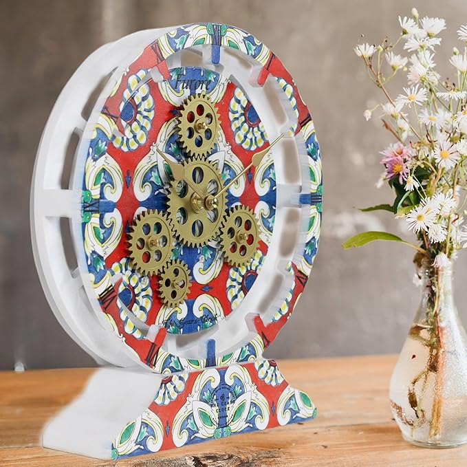 The Gears Clock Wall Clock Italy Collection with Moving Gears (Furore, 10 inch Round)-Ruum Studio Home