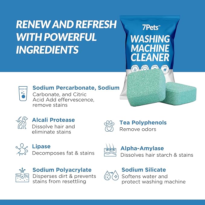 Washing Machine Cleaner Tablets - 24 Count 1-Year Supply | Formulated for Pet Owners | Pet-Friendly Deep Descaler | HE, Top & Front Load | Septic Safe & Eco-Friendly | Eliminates Odor & Residue-Ruum Studio Home