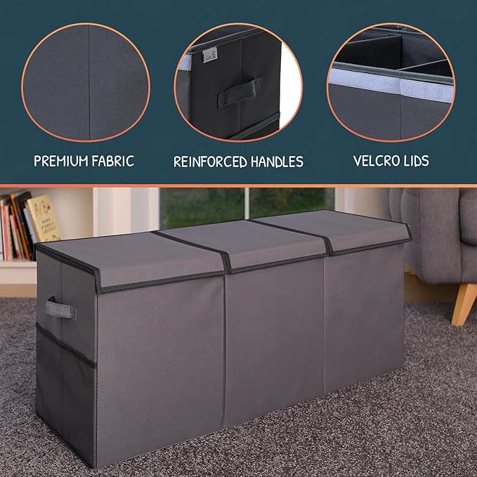 Extra Large Toy Storage Organizer with Lid - Sturdy, Collapsible Toy Chest Storage Box Design - Toys Bin with Dividers for Kids, Nursery, Bedroom, Playroom 37"x16"x14"-Ruum Studio Home