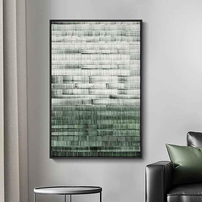 Framed Green Abstract Canvas Wall Art, Modern Art Prints Paintings Artwork for Walls, Minimalist Dark Sage Green Pictures for Living Room Dining Room Bedroom Office Bathroom Wall Decor 24x36 In-Ruum Studio Home