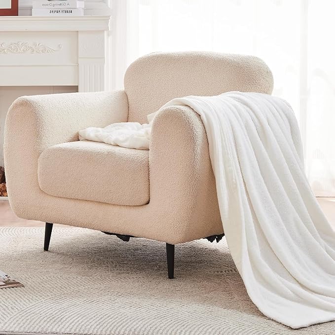 EMME Muslin and Fleece Twin Blanket Reversible - 60"*80" Cream Soft Warm Throw Blankets for Couch Bed Picnic Travel Bed-Ruum Studio Home