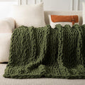 Ultra Soft Chunky Knit Blanket Throw -40x50 Hand Knitted Warm Chenille Throw Blanket, Home Decor Soft Thick Yarn Cable Knit Blanket Breathable Fleece Banket Christmas for Couch Bed Sofa Best GIF-Ruum Studio Home