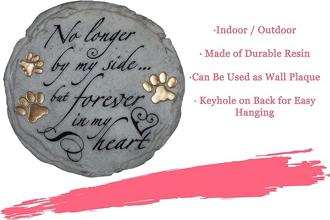 Spoontiques - Garden Décor - No Longer by My Side Stepping Stone - Decorative Stone for Garden, 9.63" Diameter-Ruum Studio Home