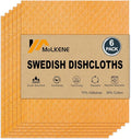Swedish Dishcloths for Kitchen | 6 Pack Absorbent Cellulose Sponge Cloths Washable | Non-Scratch Reusable Paper Towels Quick Drying Cleaning Cloths - Orange-Ruum Studio Home