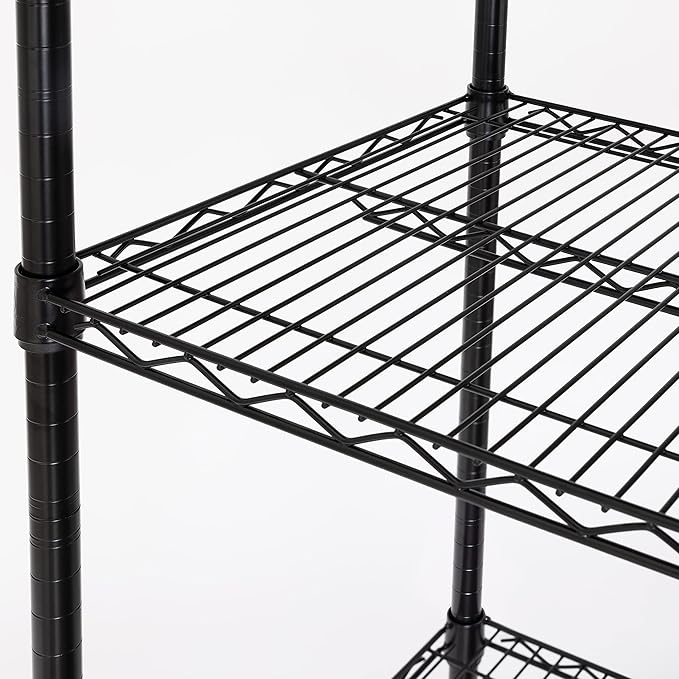 Seville Classics UltraDurable Heavy Duty NSF Solid Steel Wire Rack Storage Unit, Organizer for Garage, Warehouse, Office, Restaurant, Classroom, Kitchen, Black, 5-Tier Shelving, 48" W x 18" D-Ruum Studio Home