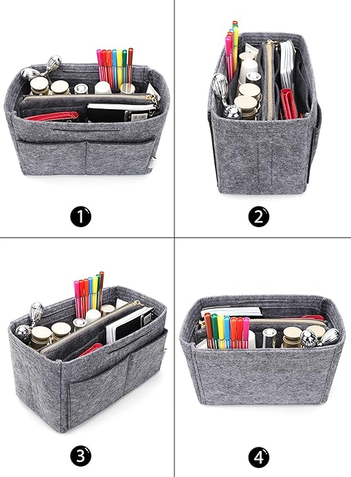 LEXSION Felt Purse Bag Organizer Insert with zipper Bag Tote Shaper Fit Speedy Neverful PM MM-Ruum Studio Home