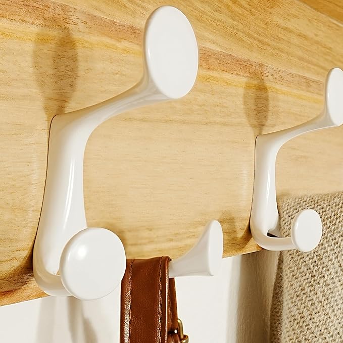 SKOLOO Wall Shelf with Hooks, 35-Inch Coat Rack Wall Mount with Shelf Organizer - Lightweight & Sturdy, 5 Tri Hooks - Perfect for Entryway, Hallway, Living Room, Bedroom, Mudroom, Natural & White-Ruum Studio Home
